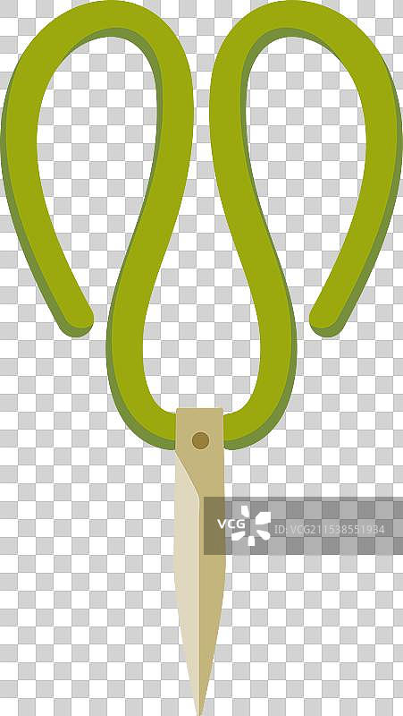 带有绿色管耳的园艺剪刀和多功能剪刀图片素材