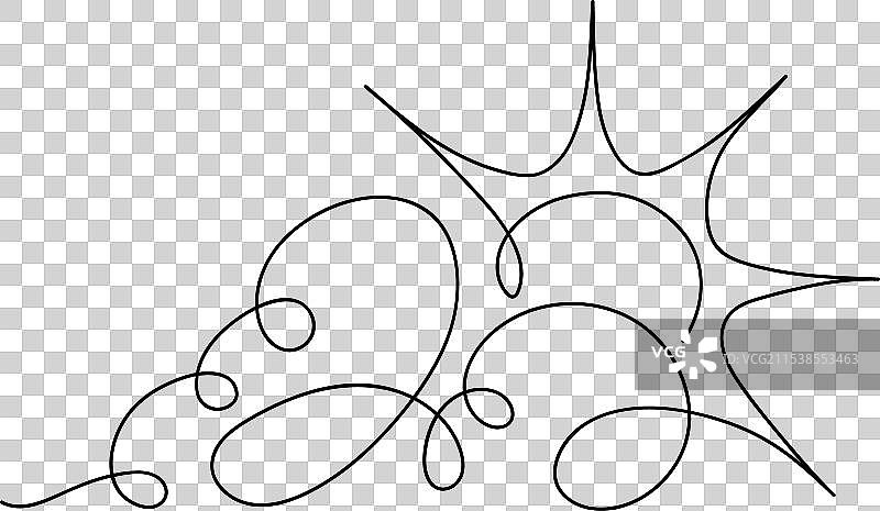 连续线条的太阳和云朵，孤立图形图片素材