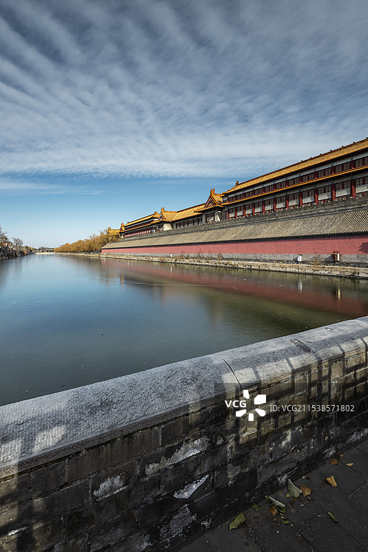 北京故宫外筒子河沿岸风光图片素材
