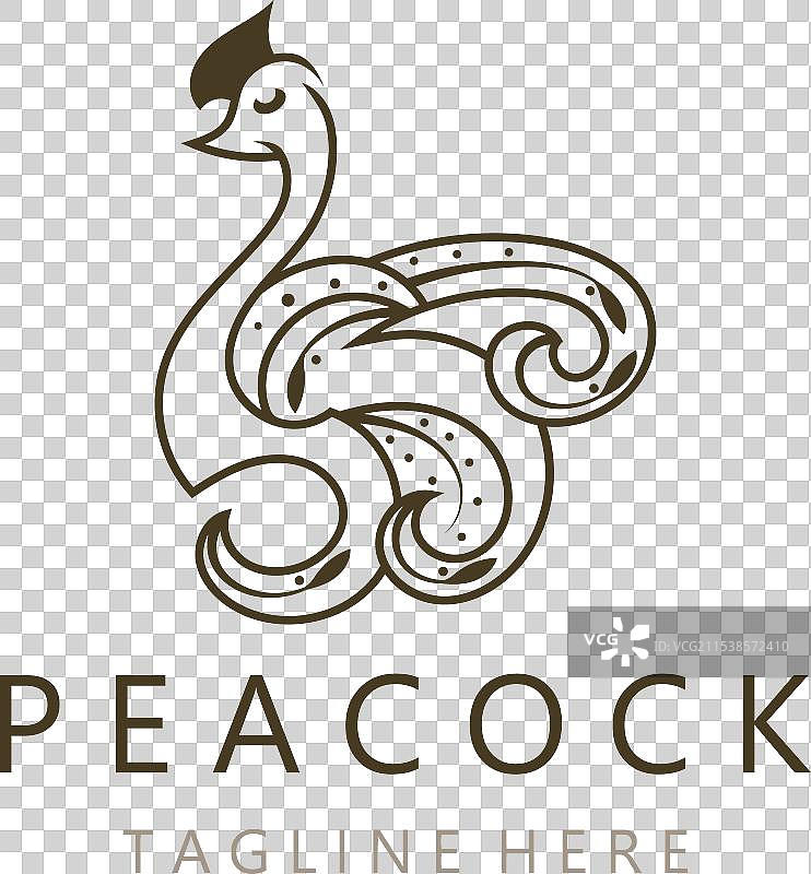 优雅的孔雀标志线条艺术概念图标设计图片素材