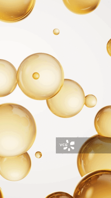 金色透明气泡水珠背景三维渲染图片素材