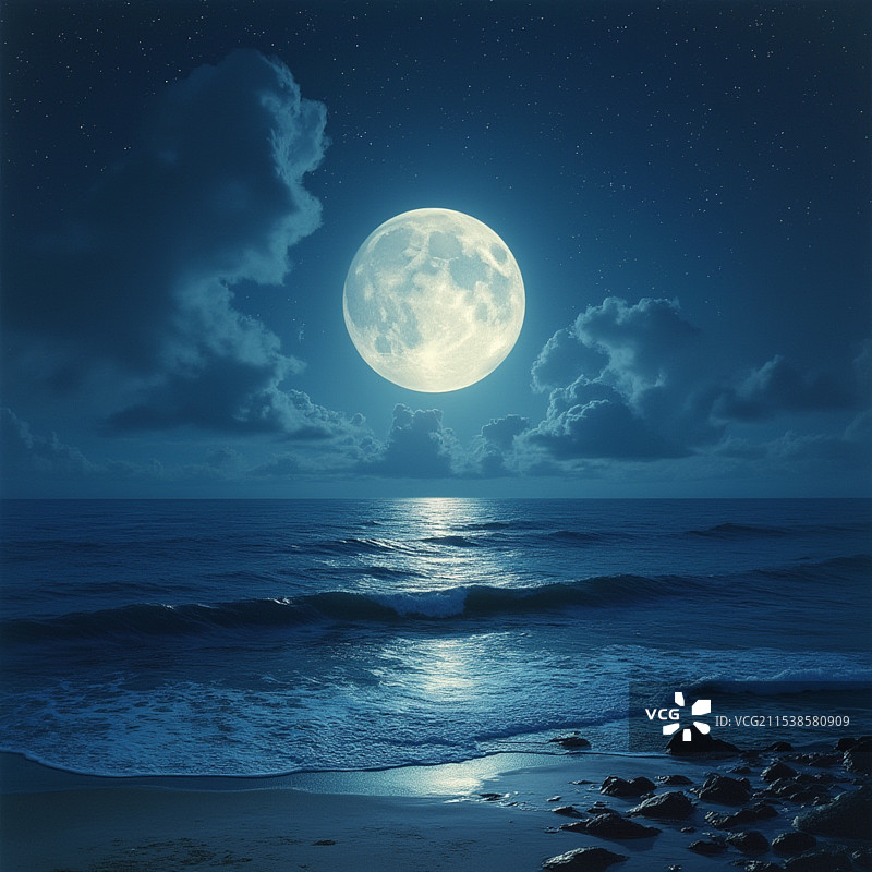 海上月亮图片素材