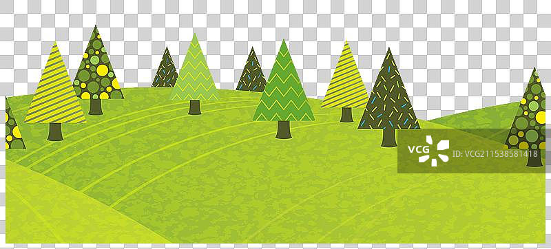 无缝的丘陵春季森林背景图片素材