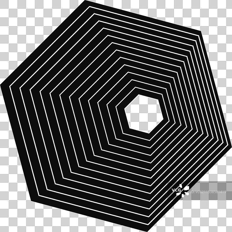 黑白几何六边形错觉图片素材