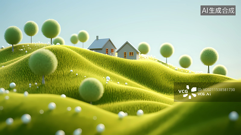 【AI数字艺术】微缩草原乡村景观自然场景背景图片素材