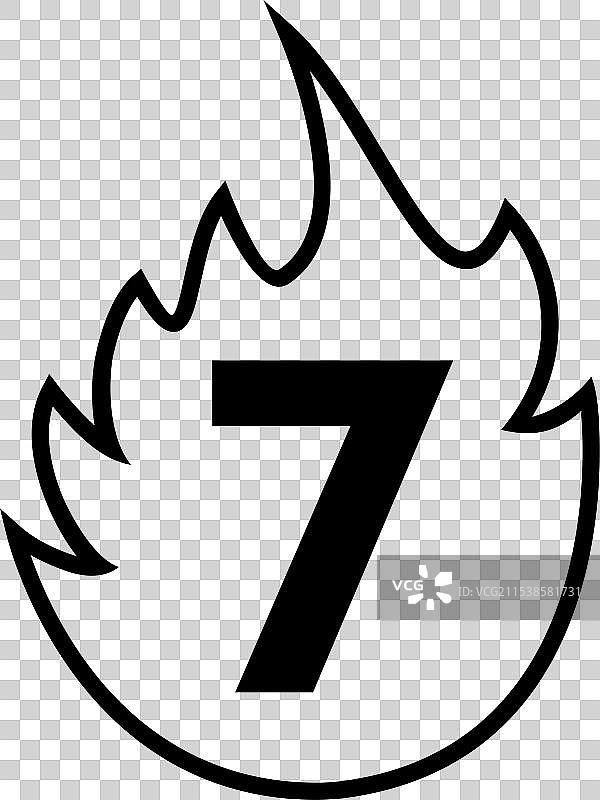数字7火焰几何符号简单标志图片素材