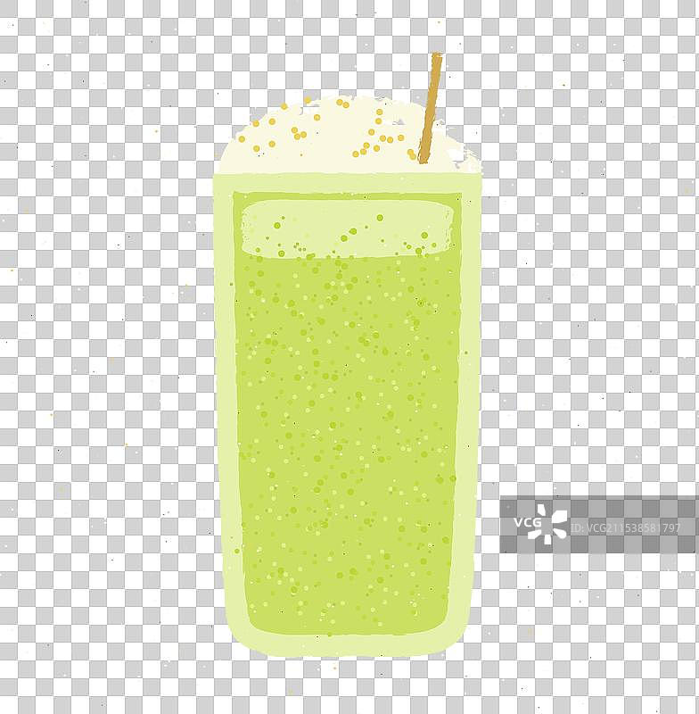 高杯中的绿色鸡尾酒与奶油冰沙图片素材