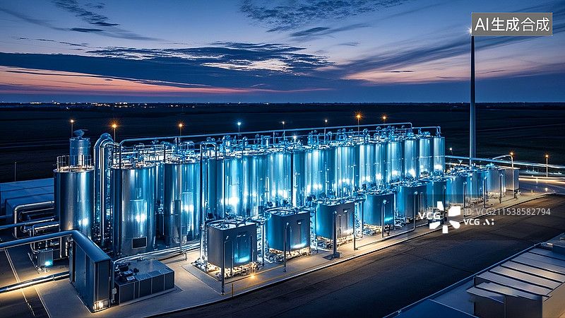 【AI数字艺术】制氢能源储能工业园航拍视角图片素材