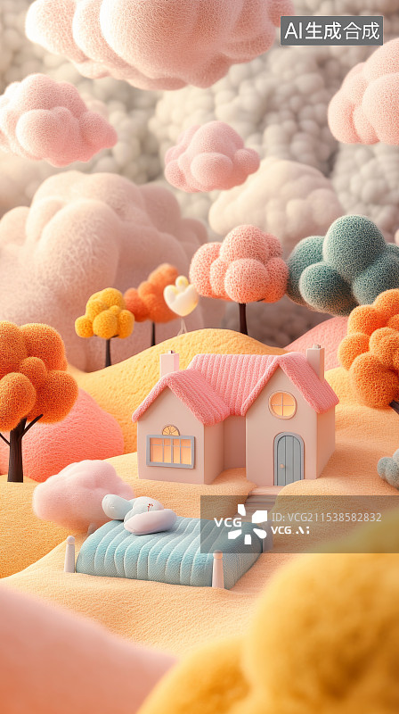 【AI数字艺术】可爱的小房子图片素材