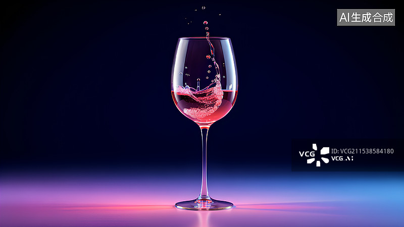 【AI数字艺术】一杯红酒高脚杯 葡萄酒酒杯图片素材