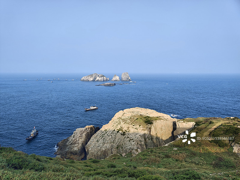 渔山岛海域风光与渔业景象图片素材