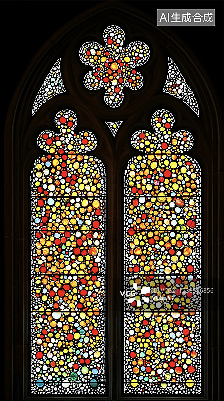【AI数字艺术】西方建筑特色教堂彩色玻璃艺术设计图片素材