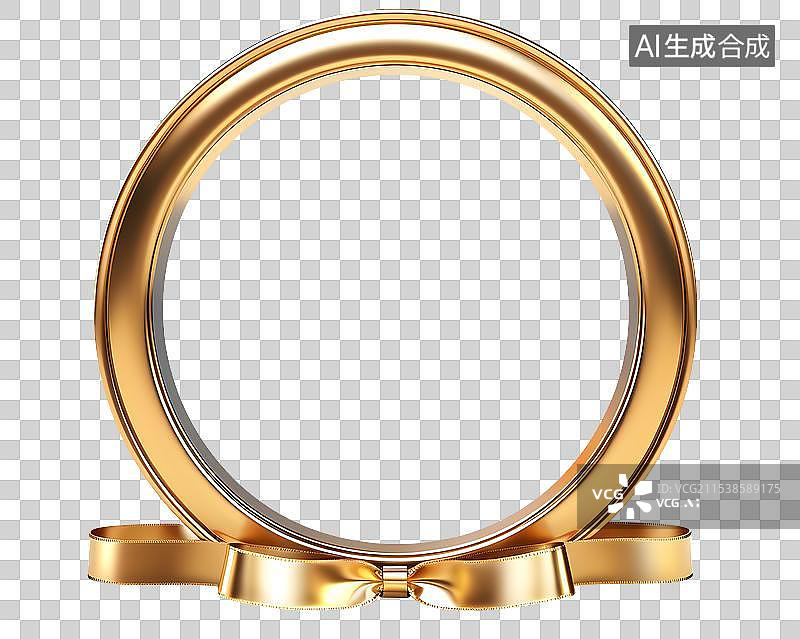 【AI数字艺术】金色蝴蝶结装饰圆环 节日装饰插图图片素材