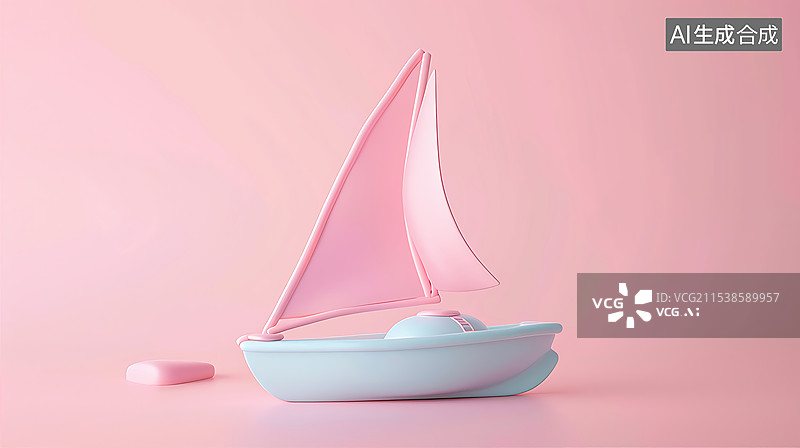 【AI数字艺术】卡通3D帆船元素图片素材
