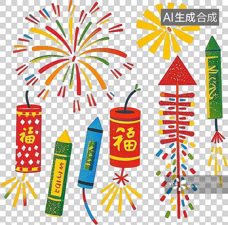 【AI数字艺术】春节新年鞭炮免抠元素图片素材
