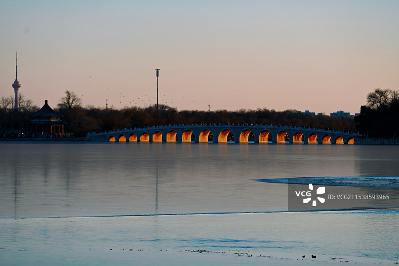 夕阳下的桥图片素材