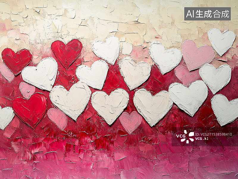 【AI数字艺术】情人节红心油画背景壁纸图片素材