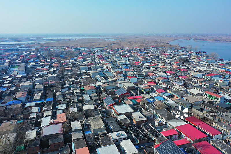 珍禽水鸟雁鹭舞，长廊凉亭云水间炊烟袅   人赛仙，一览无余美画卷邵庄子图片素材