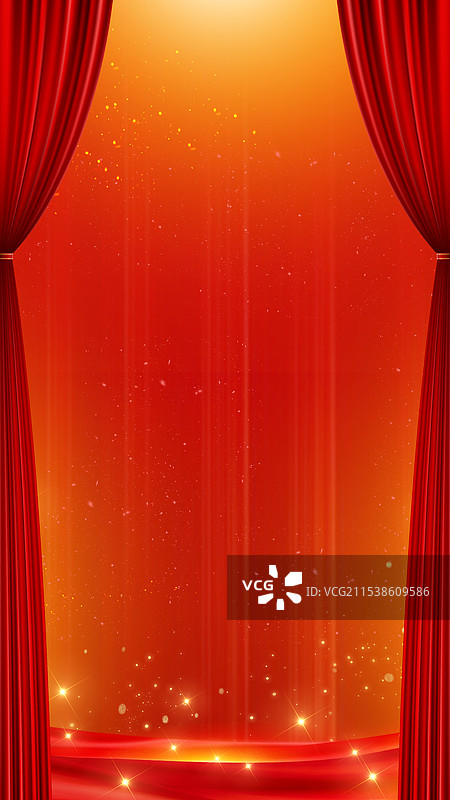 幕布舞台春节新年喜庆星光点点红色背景图片素材