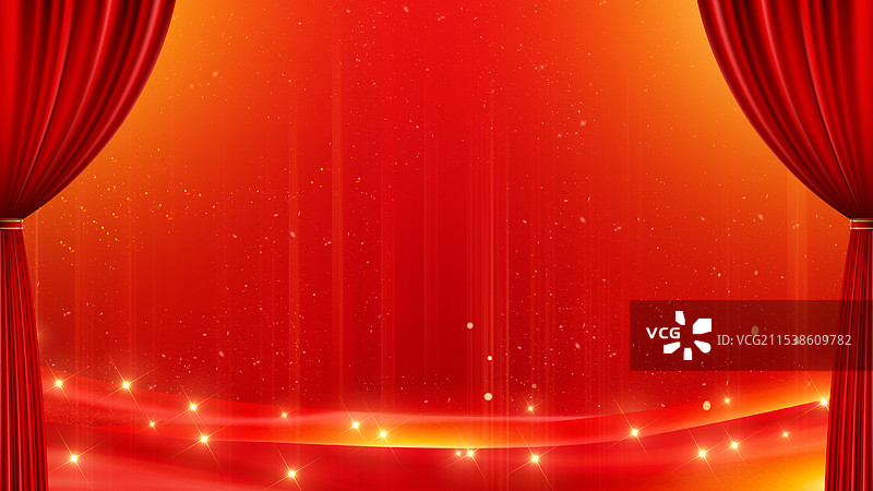 幕布舞台春节新年喜庆星光点点红色背景图片素材