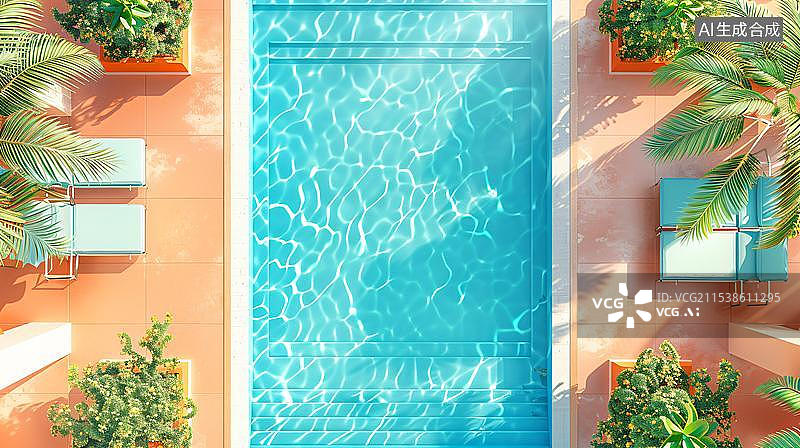 【AI数字艺术】酒店游泳池的高角度视图图片素材