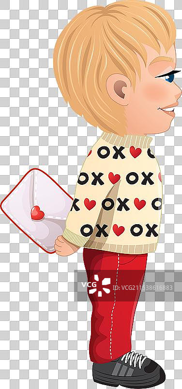 情人节与侧面金发男孩图片素材