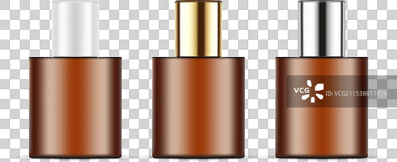 一套带盖的琥珀色小化妆瓶图片素材