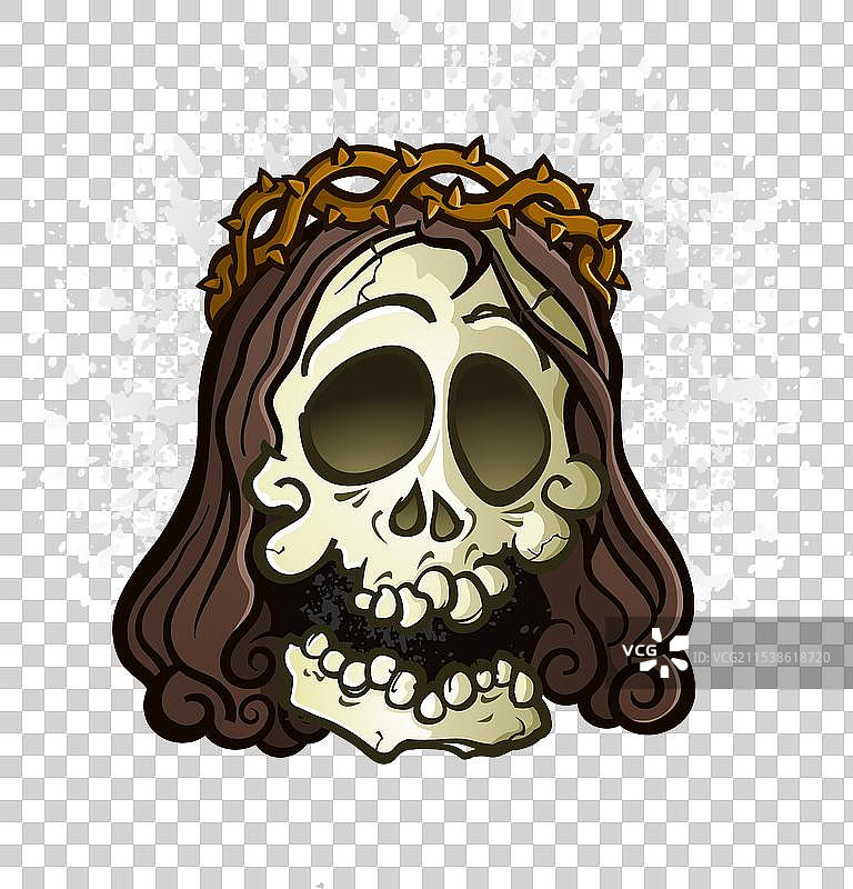 骷髅耶稣卡通纹身图片素材