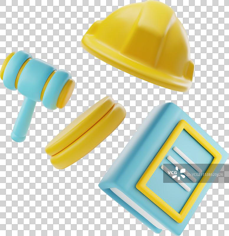 法律、正义、法庭图标的3D组合图片素材