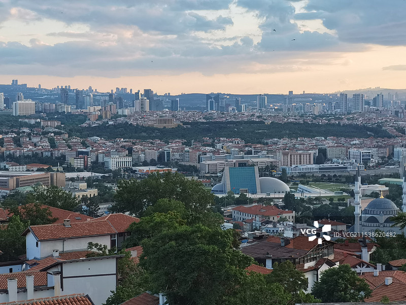 安卡拉城堡航拍视角俯瞰土耳其首都安卡拉图片素材