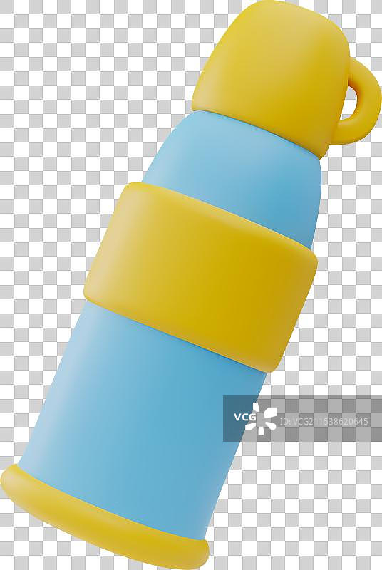 登山装备，带杯子的保温瓶 3D图片素材