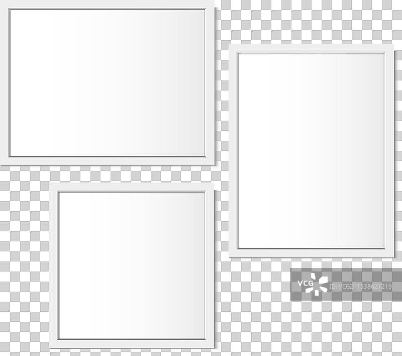 逼真的平白画框，用于绘画或图片素材