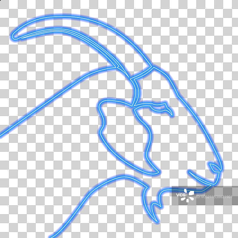 连续线条绘制的山羊头霓虹概念图片素材