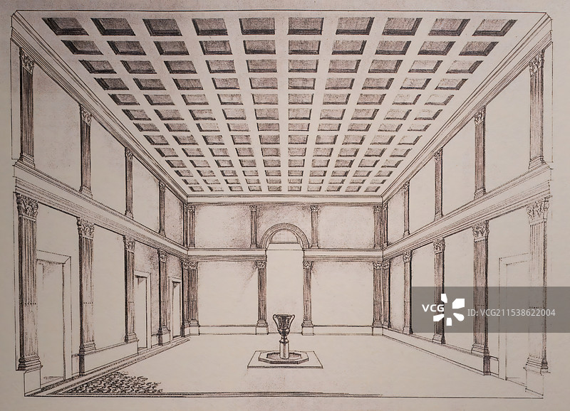 欧洲建筑，罗马式别墅内部图片素材