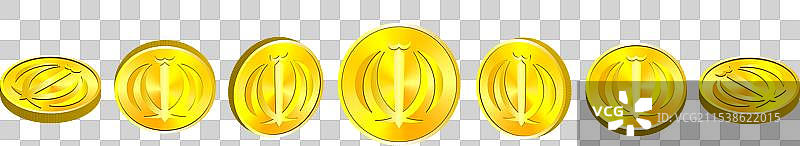 带有凹槽边缘的3D体积硬币集合图片素材