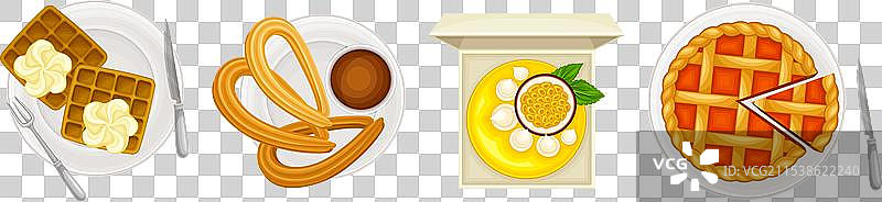 甜点和甜味烘焙糕点的俯视图图片素材