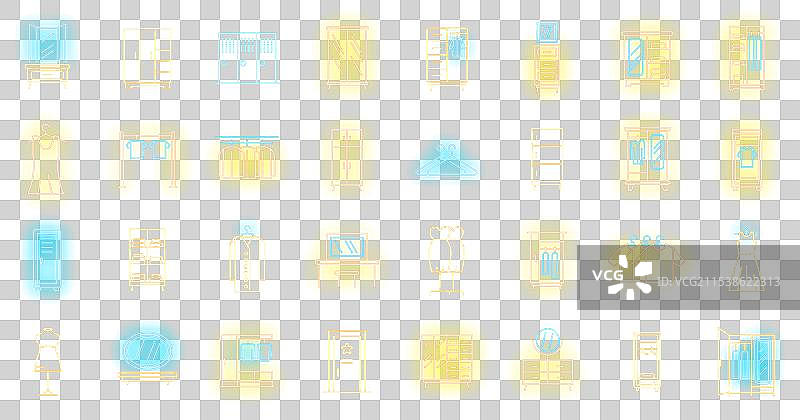 更衣室图标集霓虹灯风格图片素材