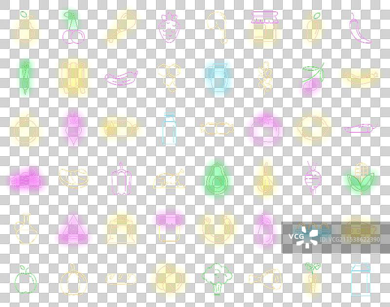 农产品图标集霓虹风格图片素材