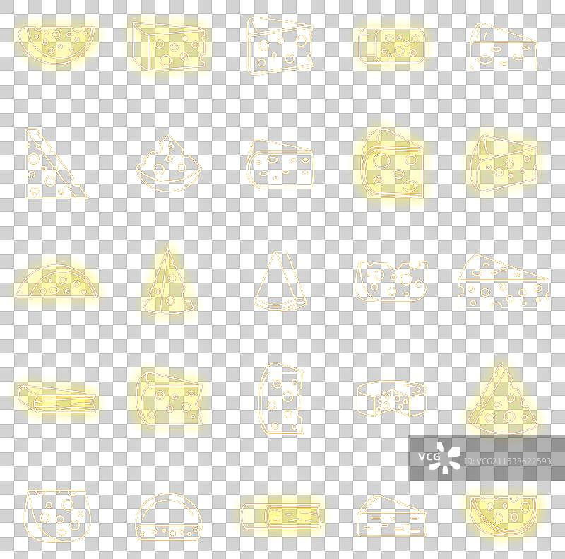 奶酪产品图标集合霓虹灯风格图片素材