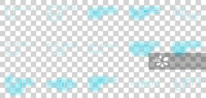 工业千分尺图标集霓虹灯风格图片素材