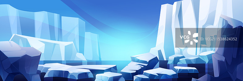 北欧海洋风景，冰山与冰川相映成趣图片素材