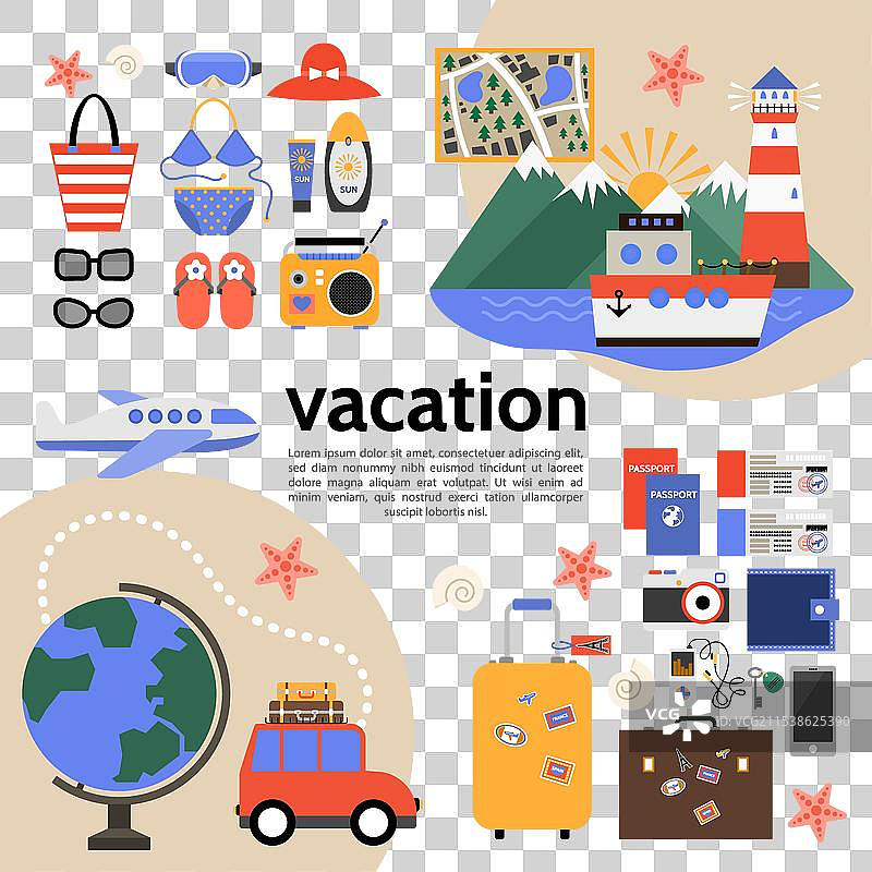 平面夏季假期构图图片素材