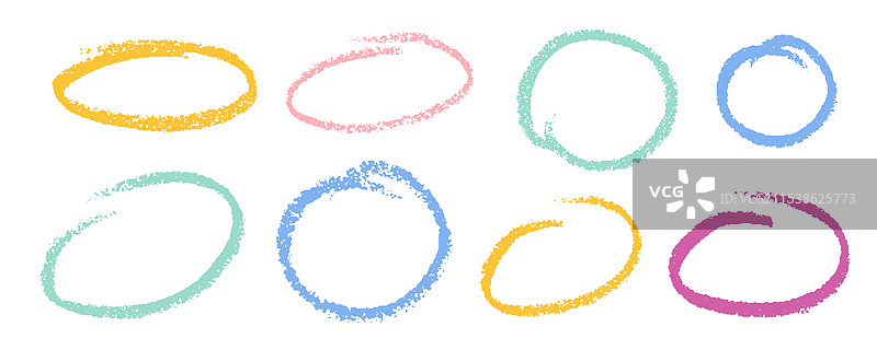 蜡笔圆形图案集粉笔涂鸦图片素材