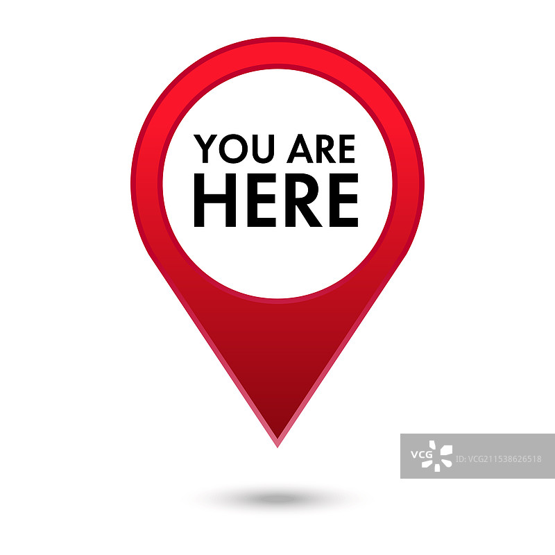 红色的“你在这里”地图指针图标图片素材