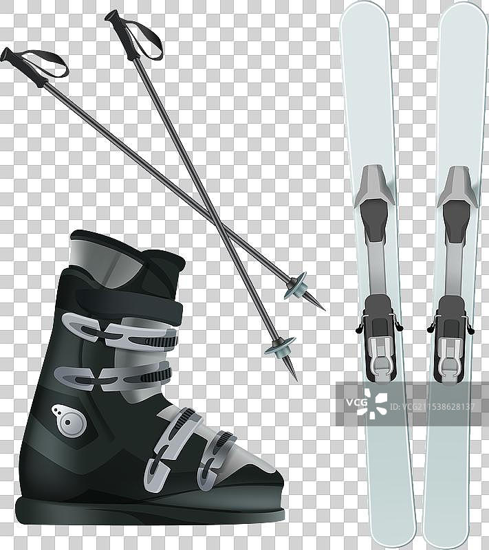 滑雪靴和滑雪杖图片素材