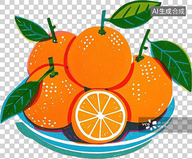 【AI数字艺术】桔子免抠插画元素图片素材