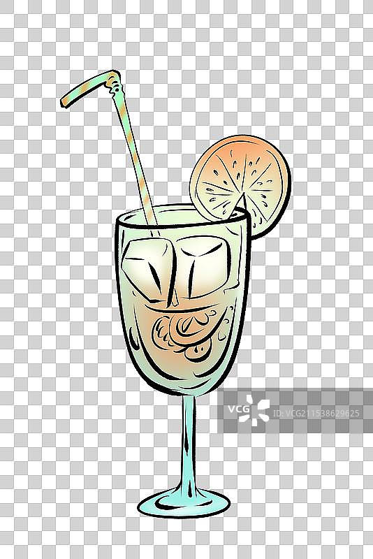 一杯鸡尾酒饮料卡通漫画元素图片素材