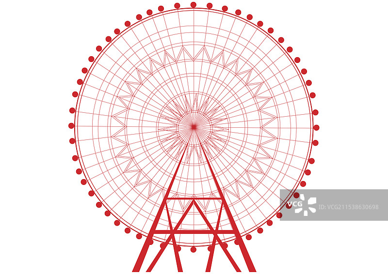 南昌地标摩天轮剪纸风矢量图.ai图片素材
