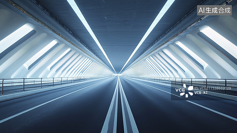 【AI数字艺术】公路上的高架桥涵洞汽车广告背景图图片素材