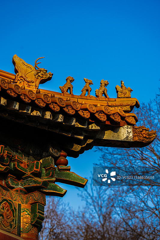 南京 明孝陵 古建筑 黄色琉璃和脊兽 世界文化遗产 钟山风景区图片素材